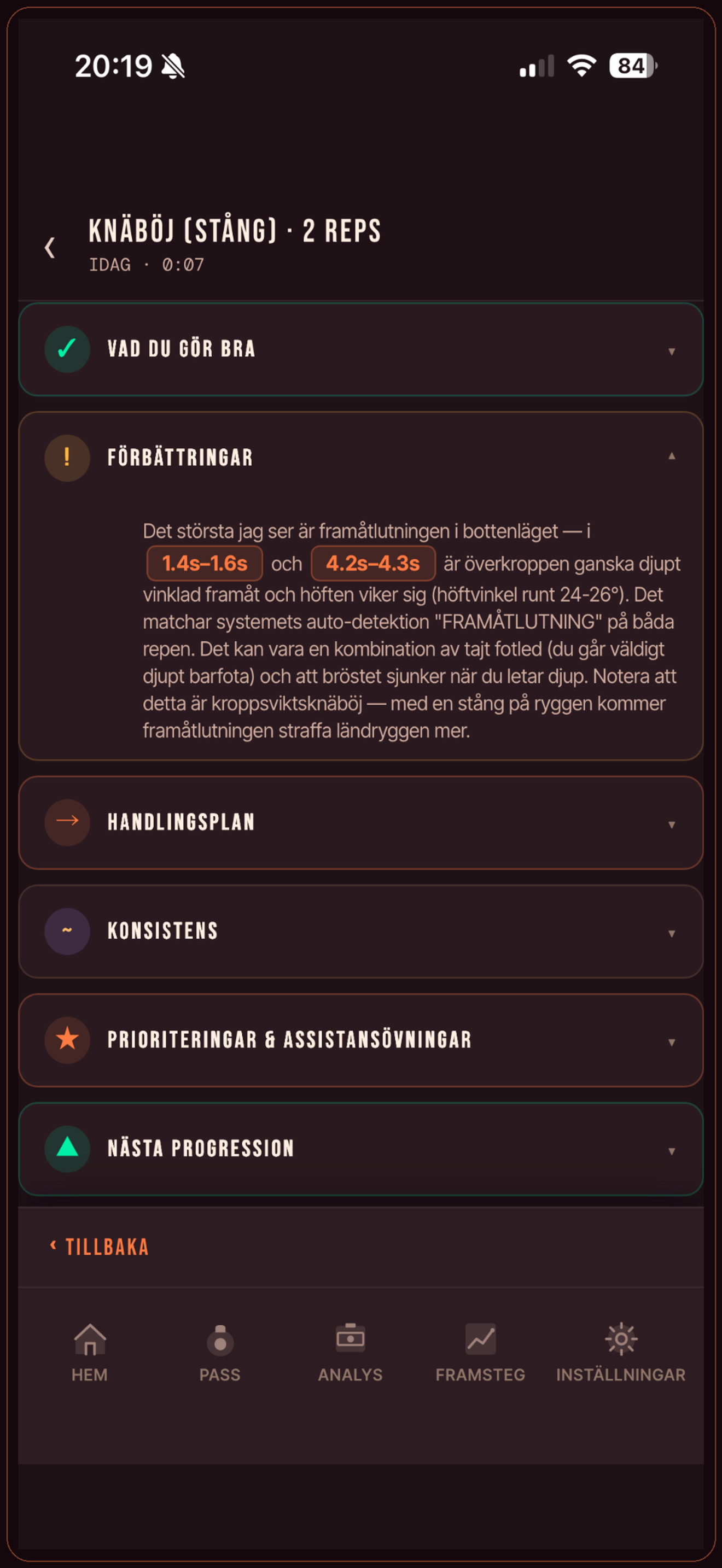 Rep-för-rep analys med score
